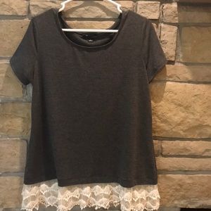 AB Studio shirt with lace bottom. Size Large